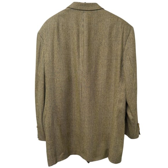 HUGO BOSS Corleone Blazer 44R Silk Wool Mens Sport Coat Yellow Black Check - Picture 2 of 16